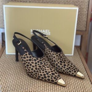 Michael Kors Animal Print Heels with Gold Tips
